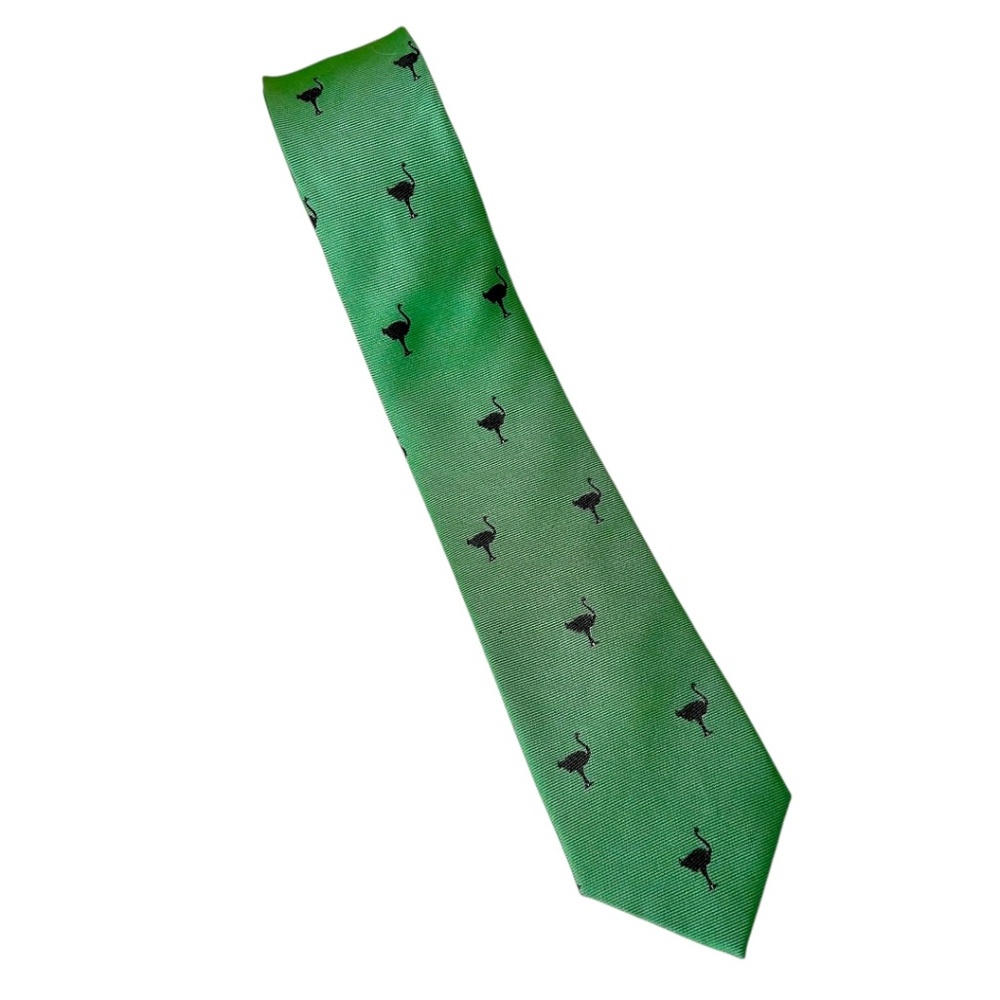 the CHIVE KCCO Ostrich Tie Green Black Ostrich 100% Silk Men's Tie